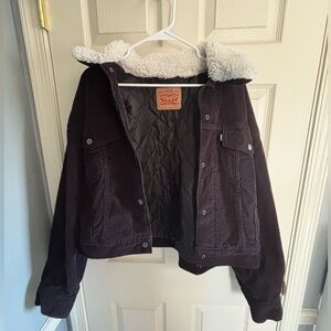 Levi’s Woman’s Black Corduroy Sherpa Collar Jacket/Coat